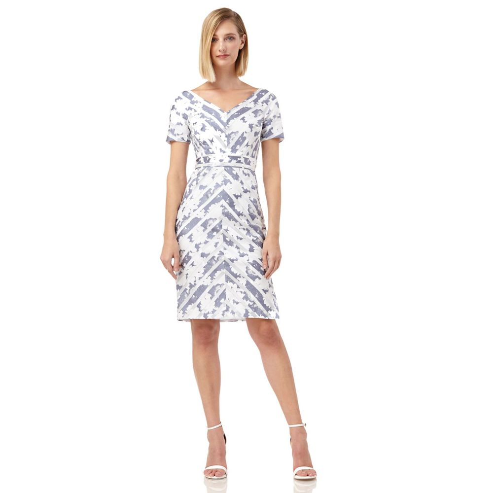 Kay Unger Portrait Neckline Cocktail Short Dress